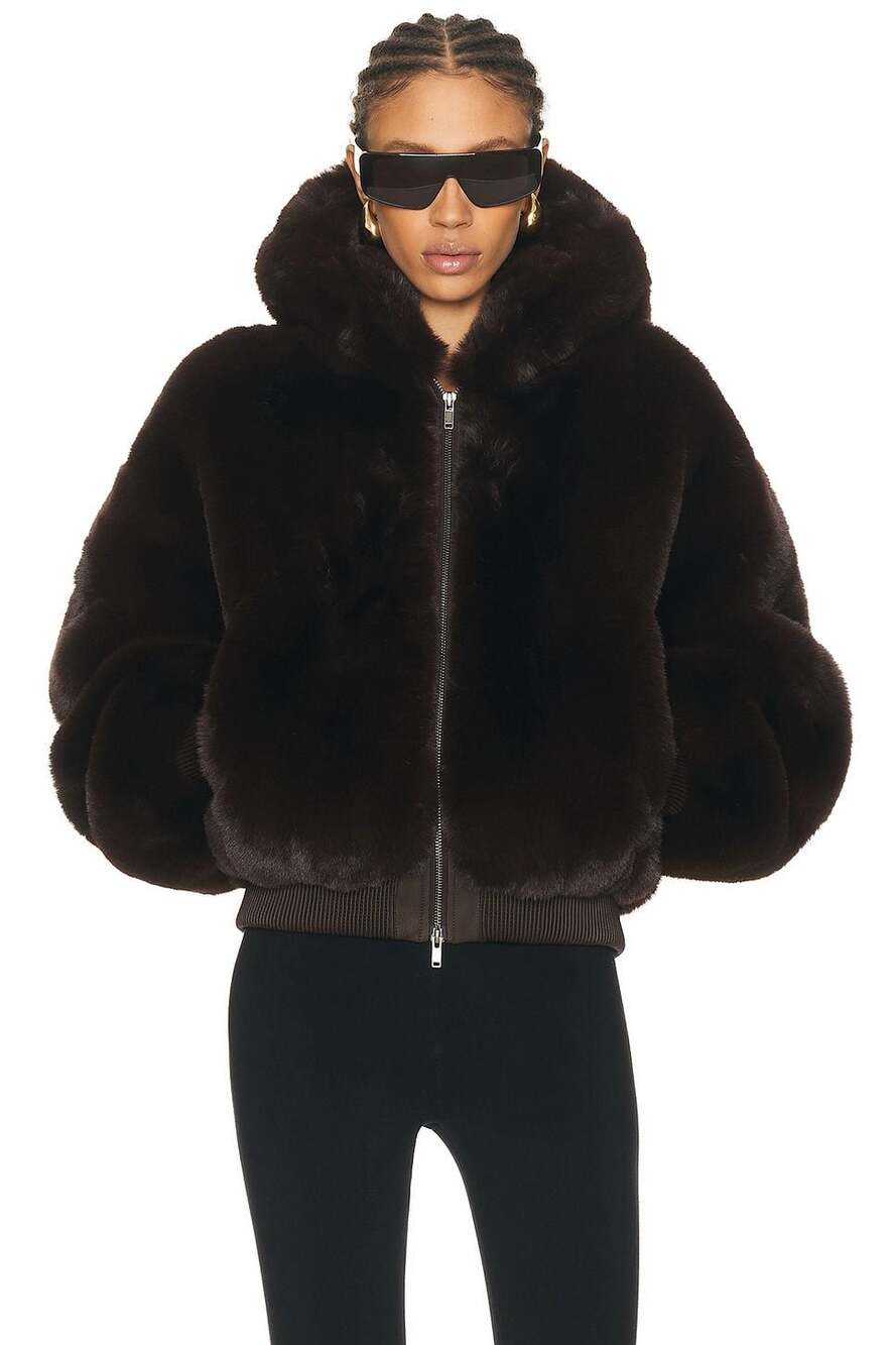 SKIMS - Hooded Zip-Up Faux-Fur Jacket